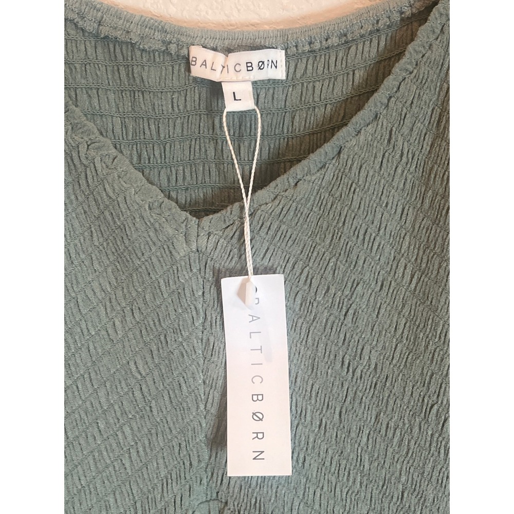 Baltic Born Sage Green Smocked Flutter Sleeve Maxi Dress Large NWT ILD2448-M - Picture 2 of 5